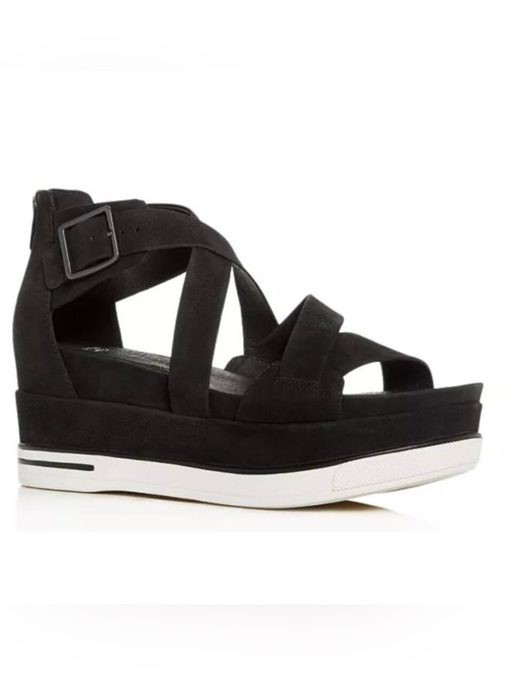 Eileen Fisher Black Suede Strappy Platform Sandal, Size 9.5